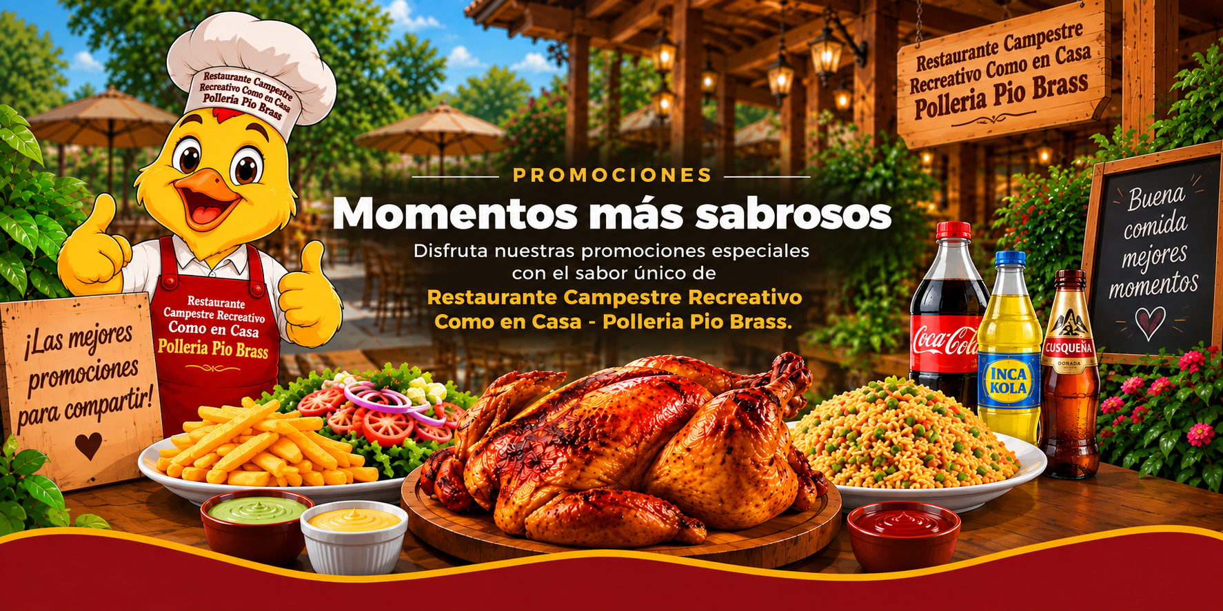 Promociones - Restaurante Campestre Recreativo Como en Casa - Pollería Pío Brass